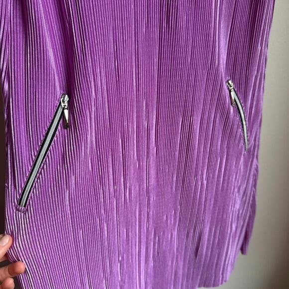 Jamie Sadock Purple Zip Front Golf Dress XS Pockets Faux Leather Trim - Picture 7 of 8